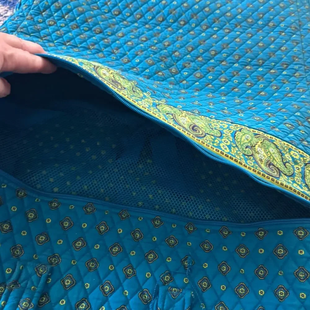 Country Provencal Quilted Cotton Garment Bag Turquoise Green Paisley Storage Bag